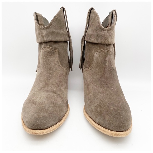 Joie Keaton Gray Suede Fringe Booties Size 39.5 - Picture 4 of 14